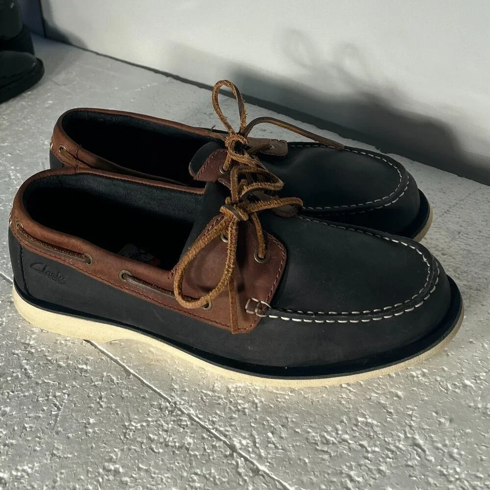 Clarks SZ10 Mens Deck Boat Shoe Leather Wardrobe Staple Preppy Academia Old $